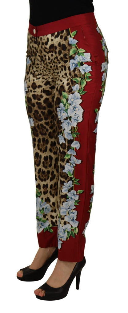 Pantalon taille mi-haute Dolce & Gabbana multicolore imprimé léopard Flora