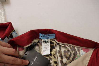 Pantalon taille mi-haute Dolce & Gabbana multicolore imprimé léopard Flora