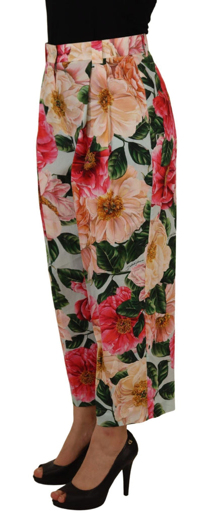 Pantalon taille haute écourté Dolce & Gabbana multicolore à imprimé floral