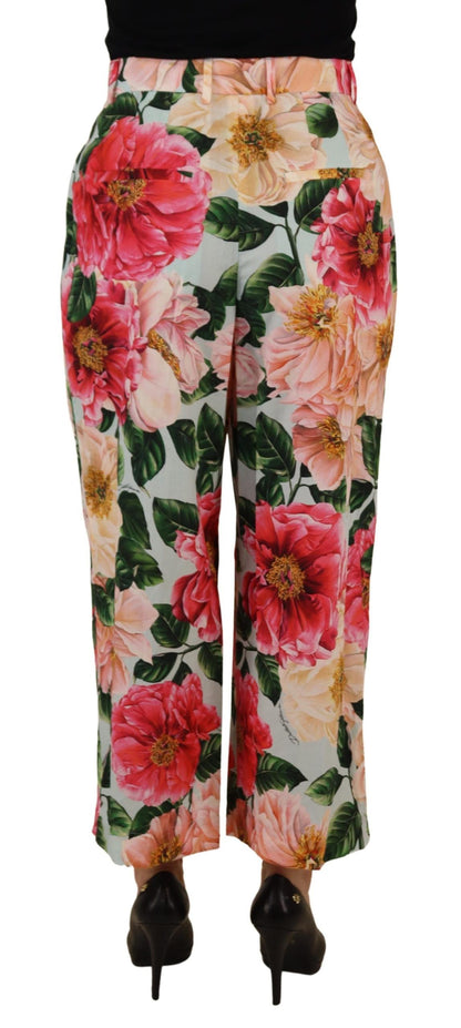 Pantalon taille haute écourté Dolce & Gabbana multicolore à imprimé floral