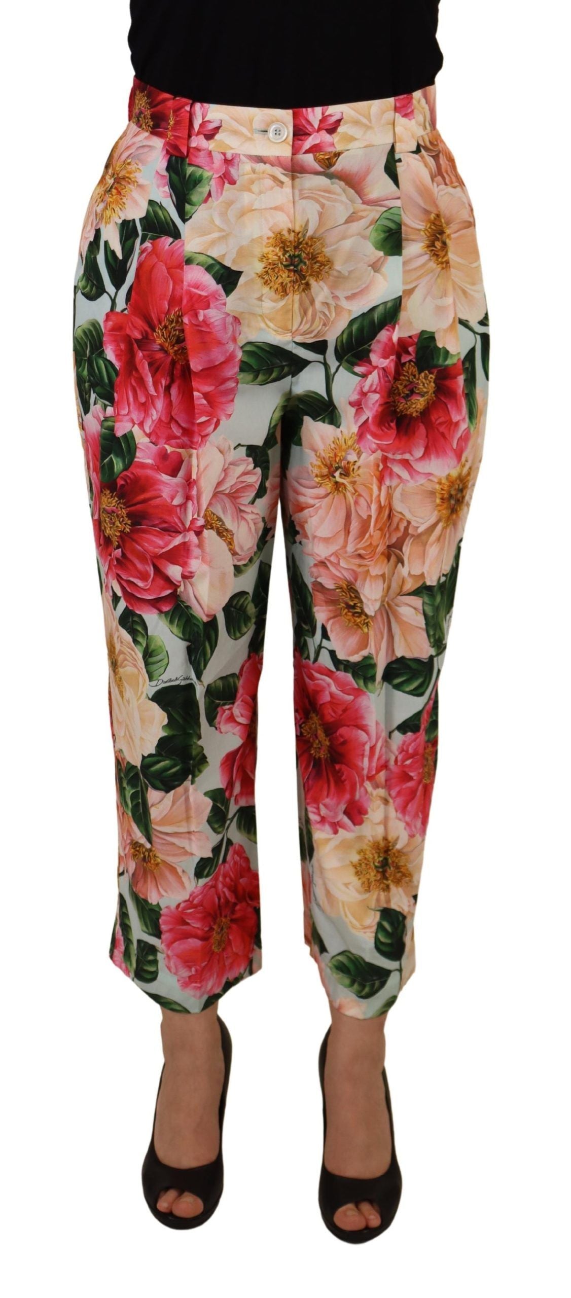 Pantalon taille haute écourté Dolce & Gabbana multicolore à imprimé floral