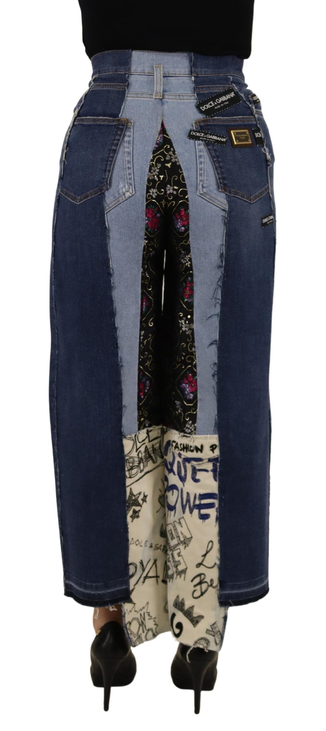 Pantalon large en jean Dolce & Gabbana multicolore à imprimé DG