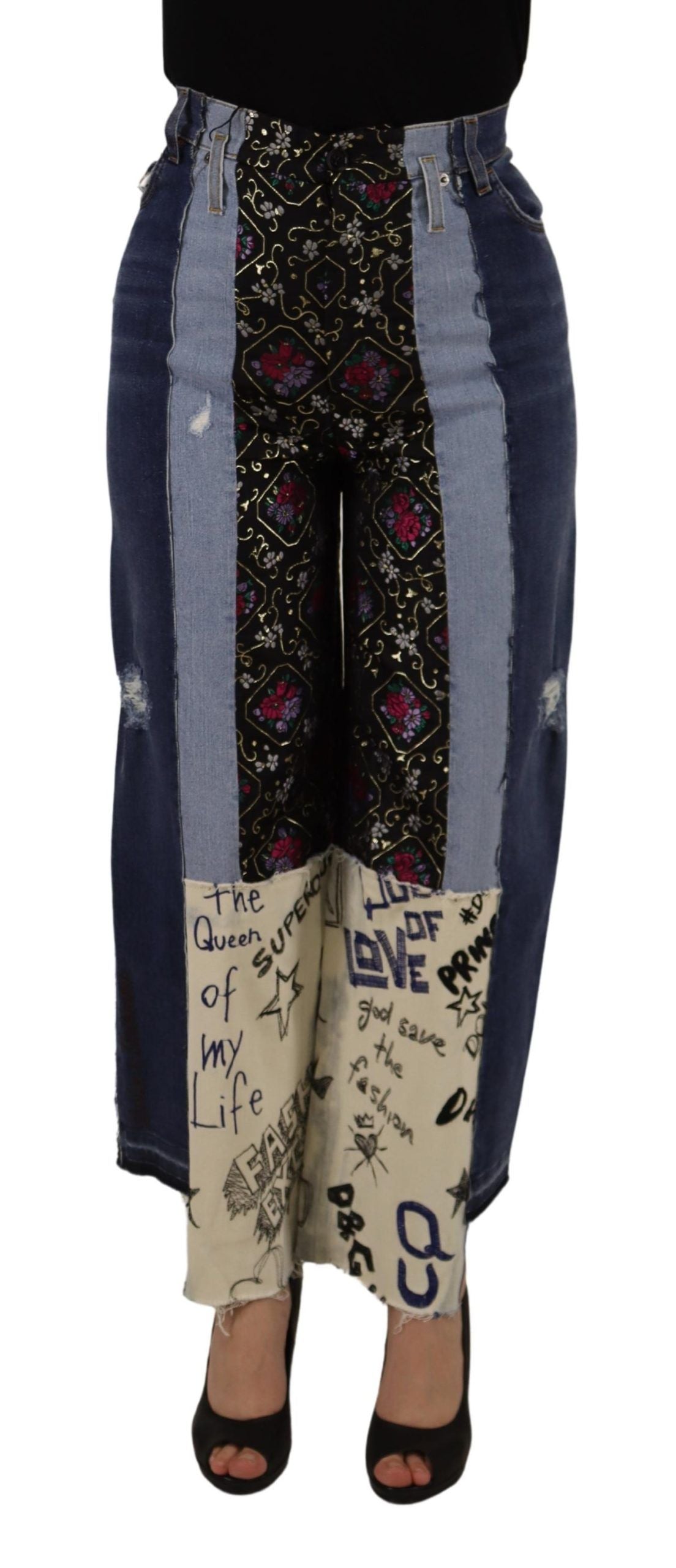 Pantalon large en jean Dolce & Gabbana multicolore à imprimé DG