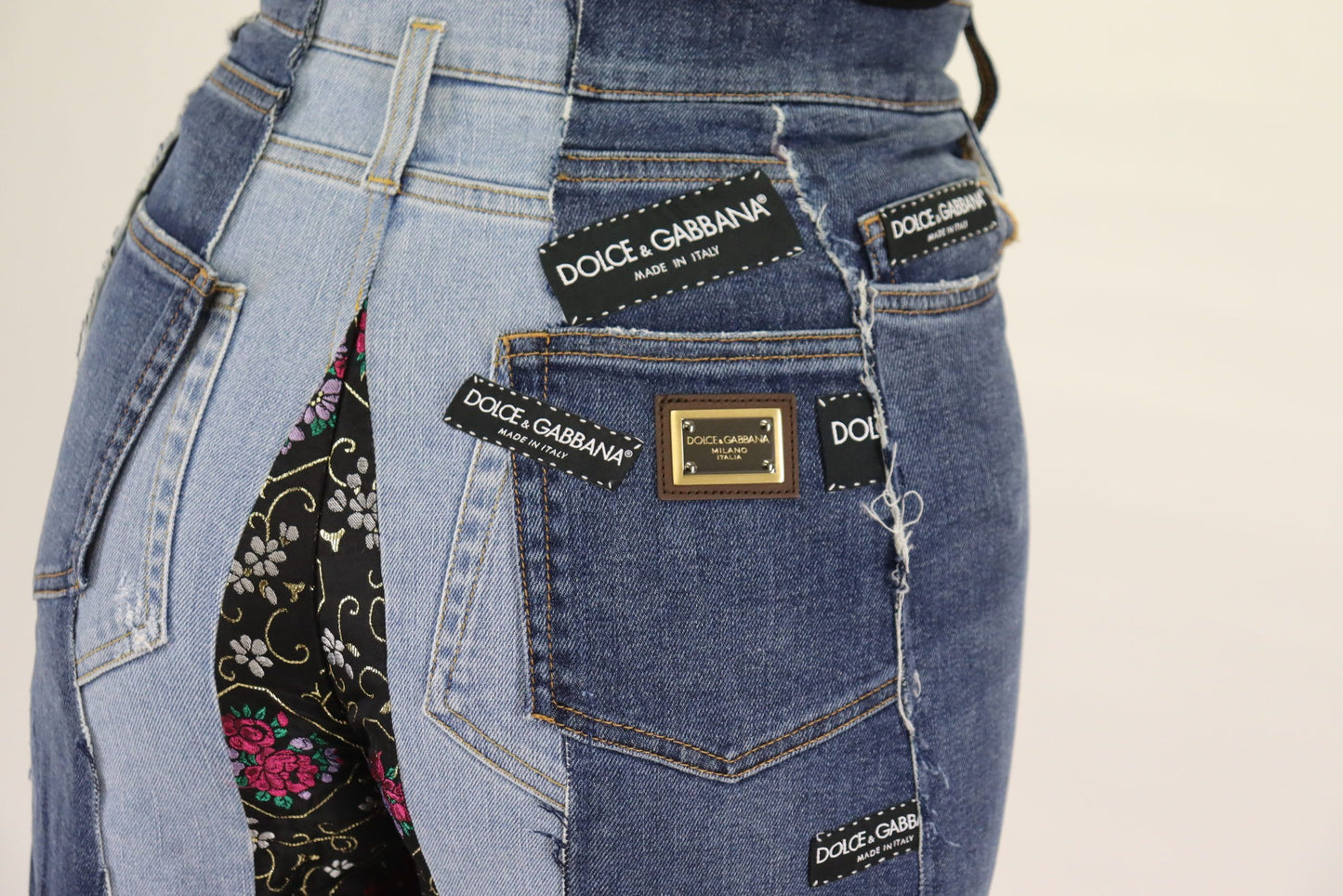 Pantalon large en jean Dolce & Gabbana multicolore à imprimé DG