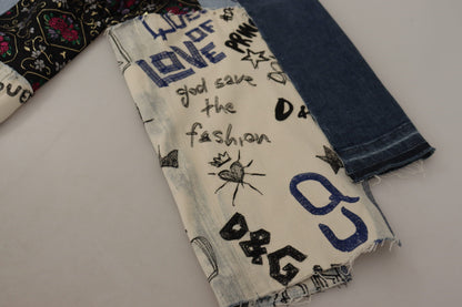 Pantalon large en jean Dolce & Gabbana multicolore à imprimé DG