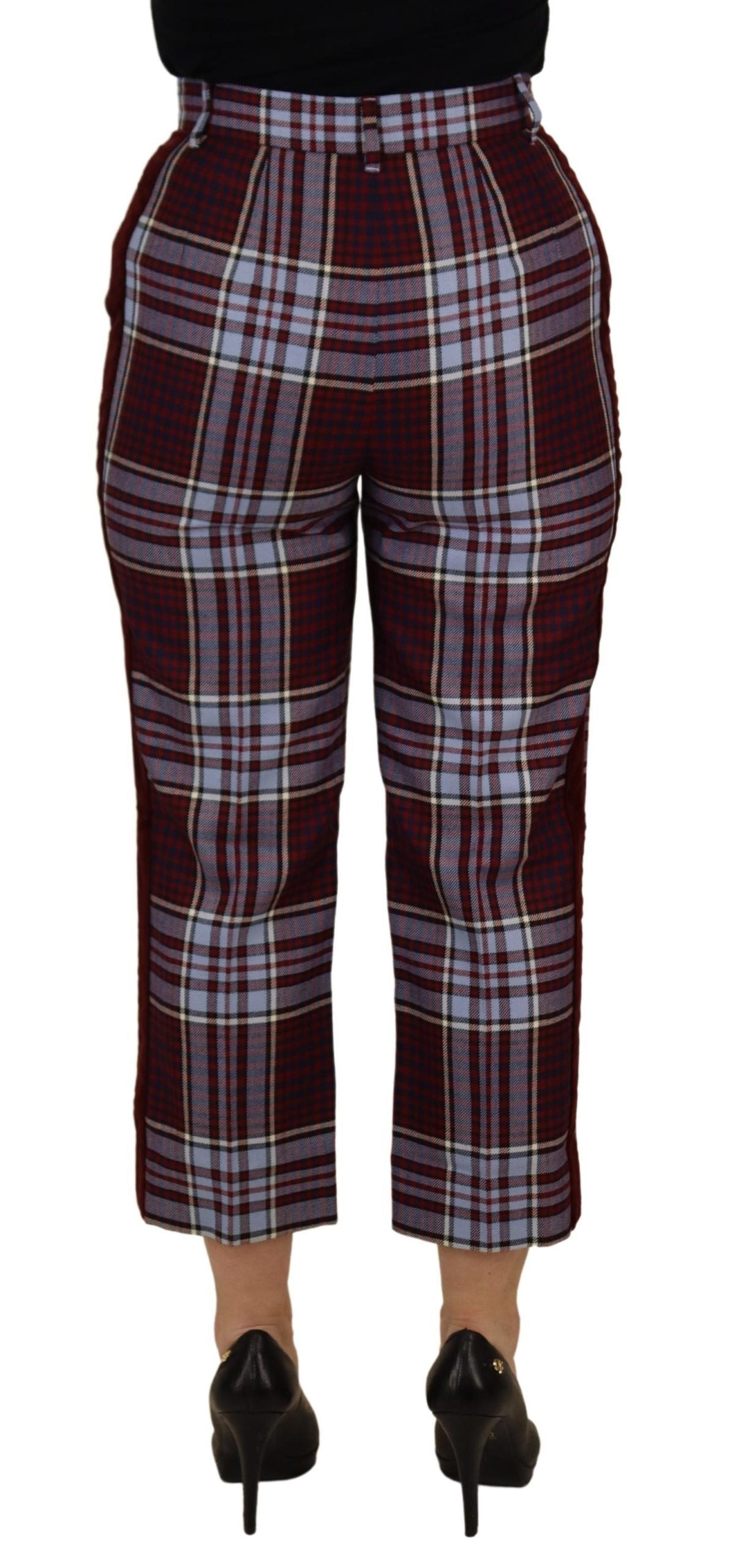 Pantalon tailleur crop taille haute à carreaux gris Dolce & Gabbana