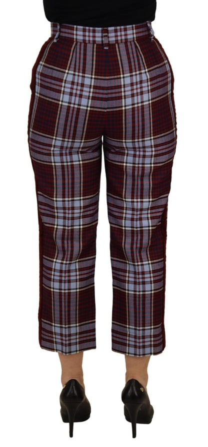 Pantalon tailleur crop taille haute à carreaux gris Dolce & Gabbana