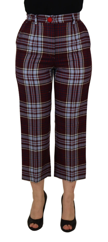Pantalon tailleur crop taille haute à carreaux gris Dolce & Gabbana