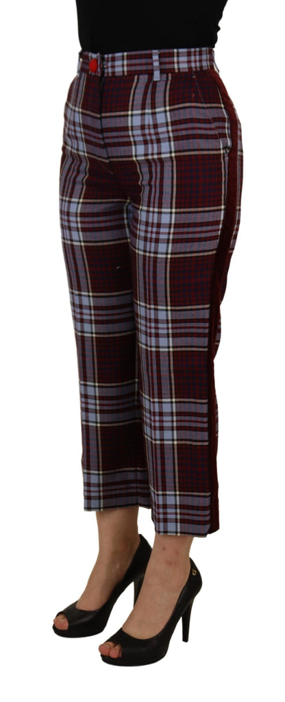 Pantalon tailleur crop taille haute à carreaux gris Dolce & Gabbana