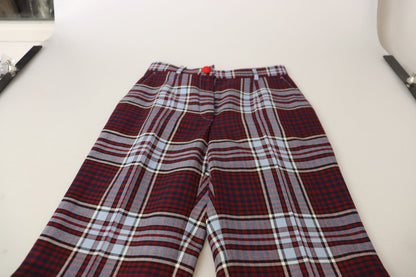 Pantalon tailleur crop taille haute à carreaux gris Dolce & Gabbana