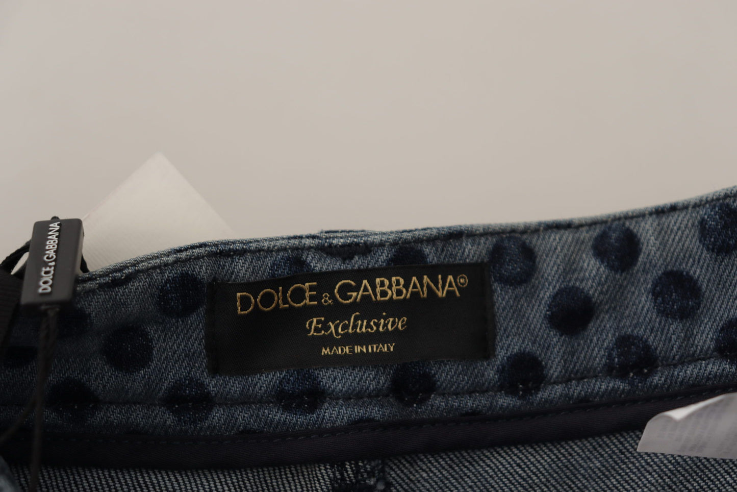 Jean slim taille haute Dolce & Gabbana motif floral bleu