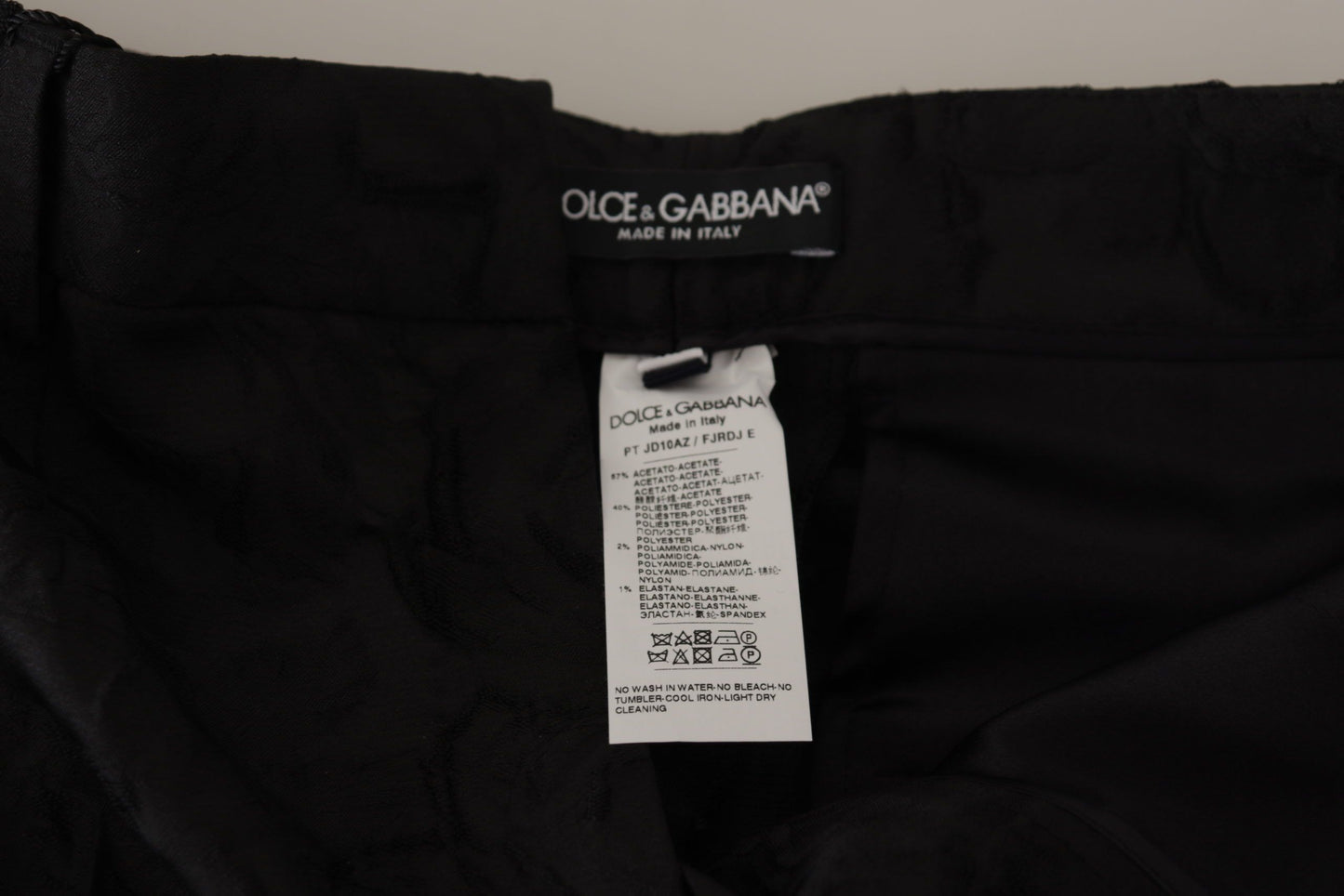 Pantalon taille haute court en brocart noir Dolce & Gabbana