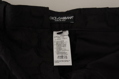 Pantalon taille haute court en brocart noir Dolce & Gabbana