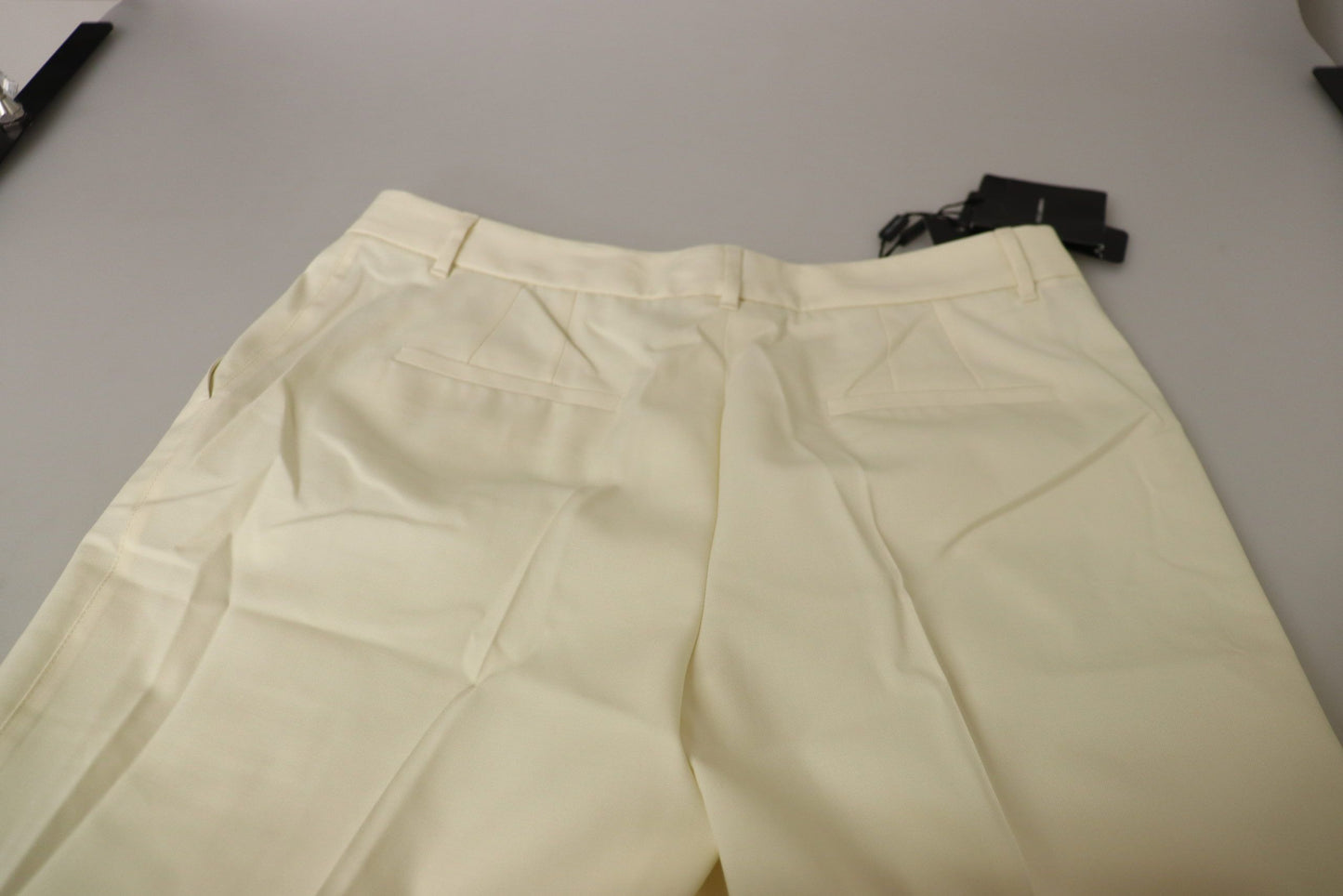 Pantalon taille haute écourté avec ourlet replié en ivoire Dolce & Gabbana