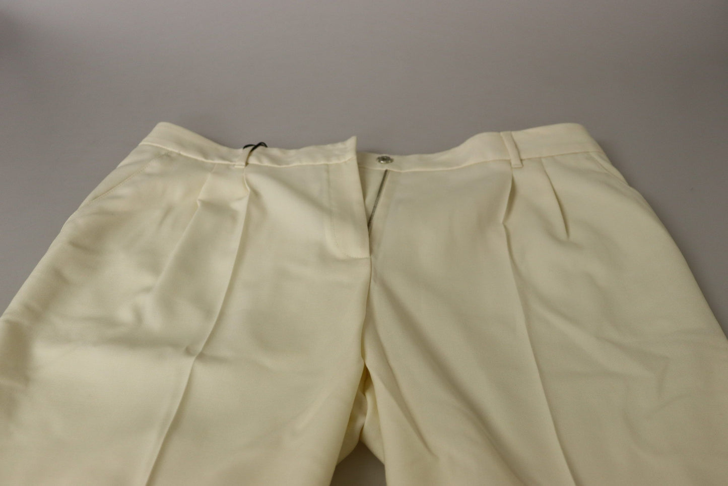 Pantalon taille haute écourté avec ourlet replié en ivoire Dolce & Gabbana