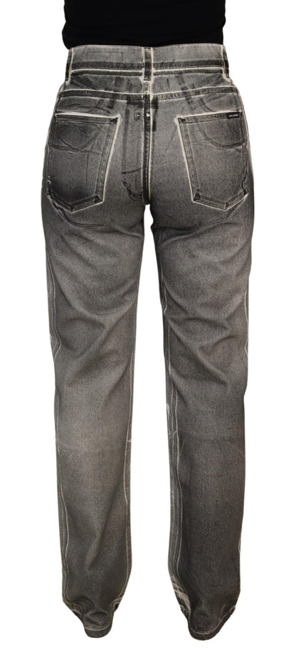 Jean en coton gris délavé taille haute Dolce & Gabbana