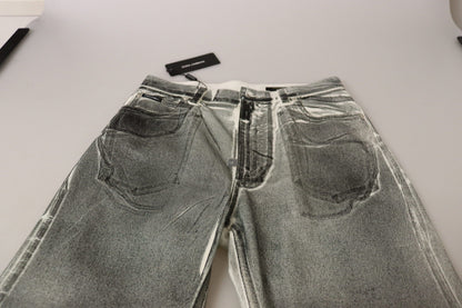 Jean en coton gris délavé taille haute Dolce & Gabbana