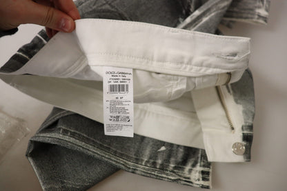 Jean en coton gris délavé taille haute Dolce & Gabbana