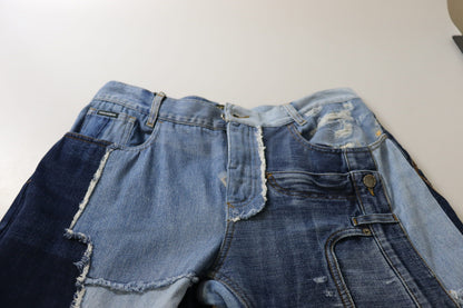 Jean en denim taille haute patchwork multicolore Dolce & Gabbana