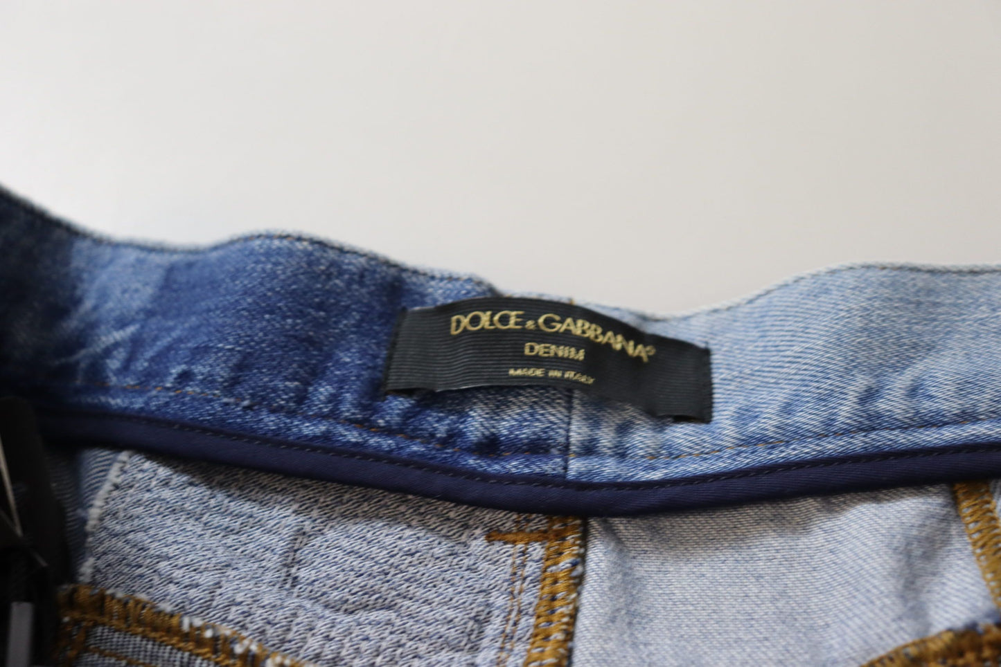 Jean en denim taille haute patchwork multicolore Dolce & Gabbana