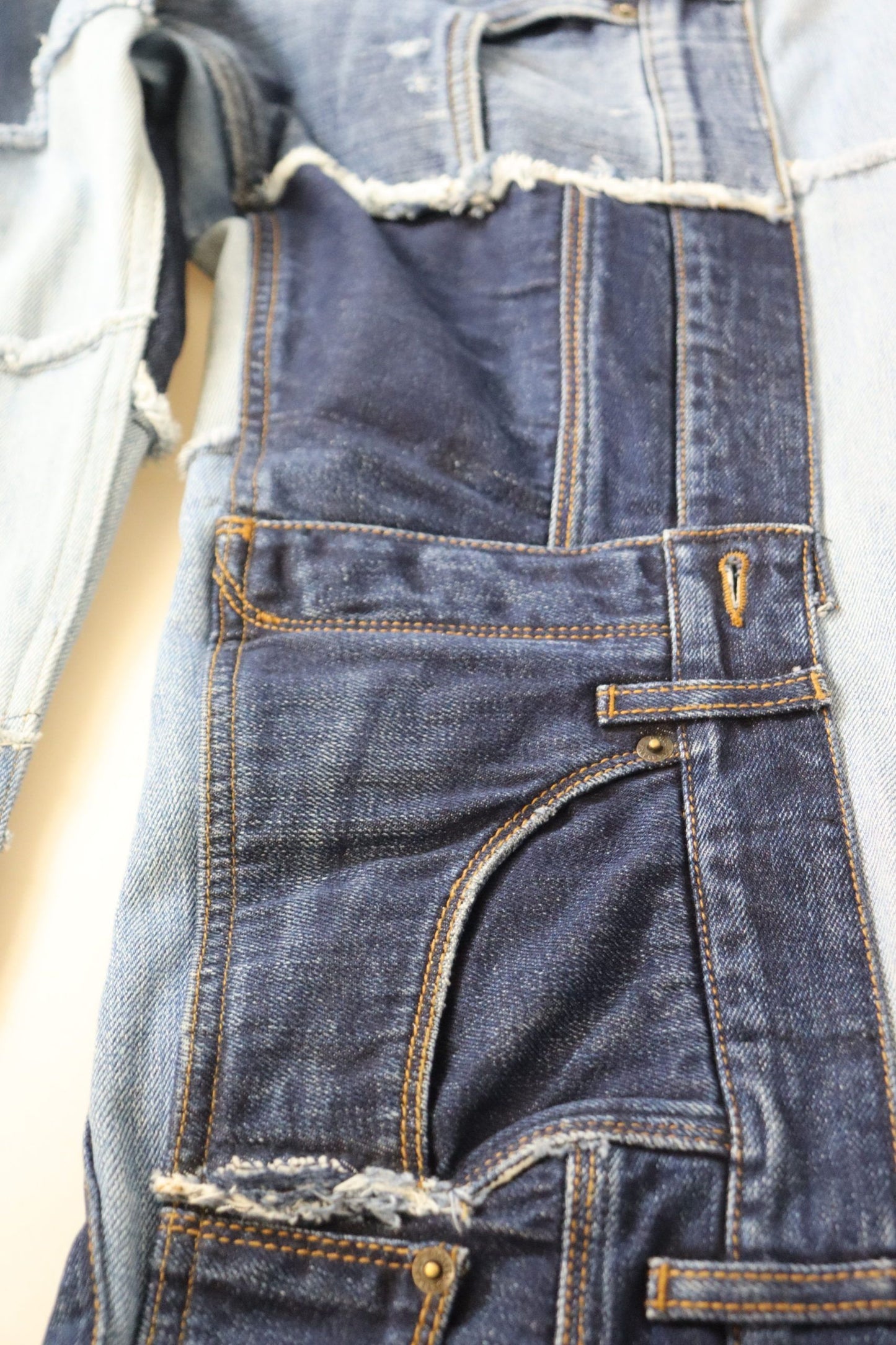 Jean en denim taille haute patchwork multicolore Dolce & Gabbana