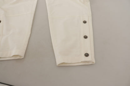 Pantalon effilé taille haute blanc en coton pour femme Dolce & Gabbana