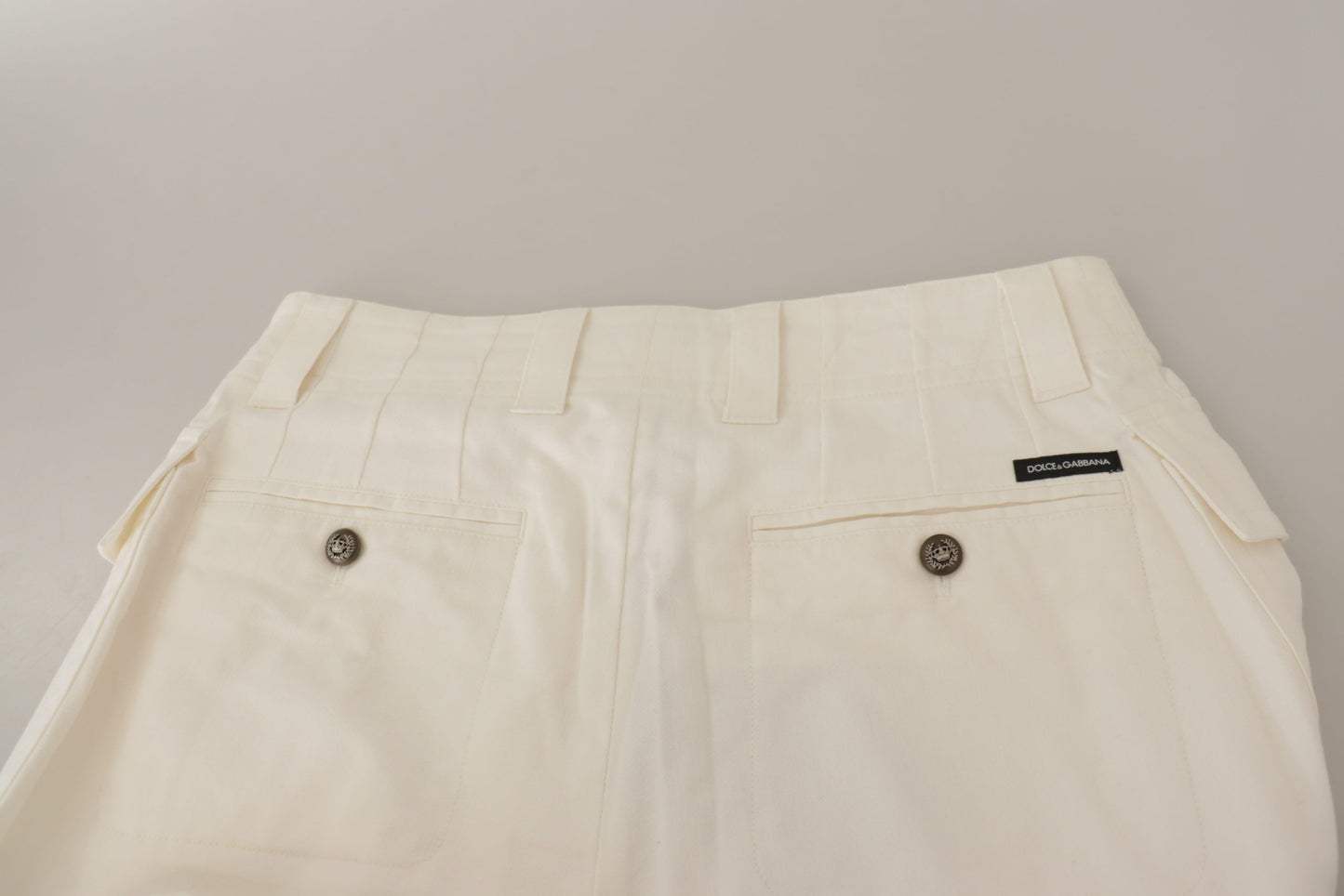 Pantalon effilé taille haute blanc en coton pour femme Dolce & Gabbana