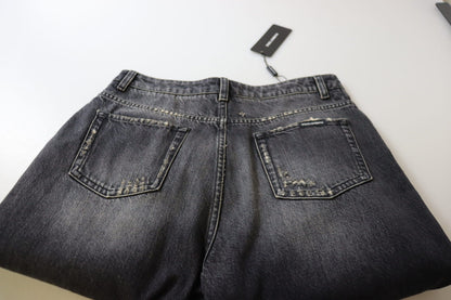 Jean en denim noir Dolce & Gabbana délavé et déchiré taille haute