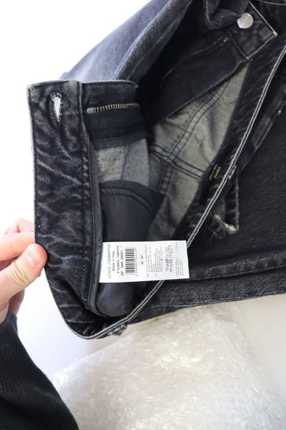 Jean en denim noir Dolce & Gabbana délavé et déchiré taille haute