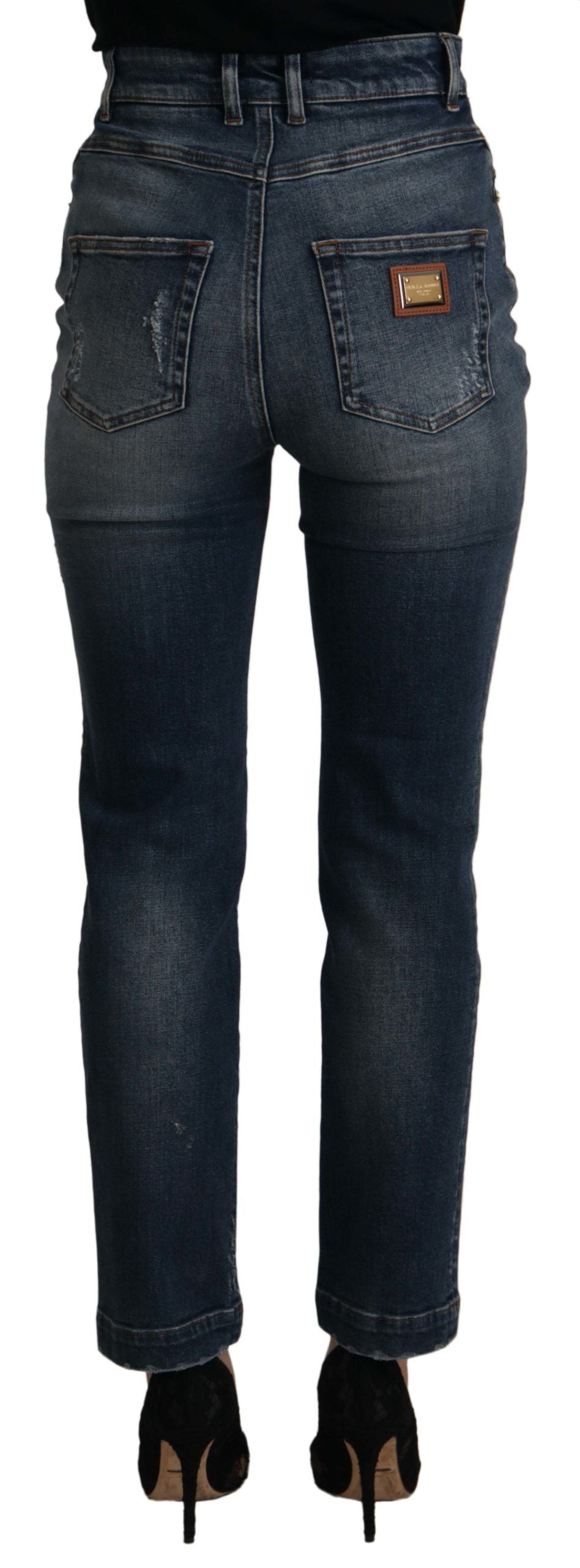 Jean en denim bleu Dolce & Gabbana orné de cristaux