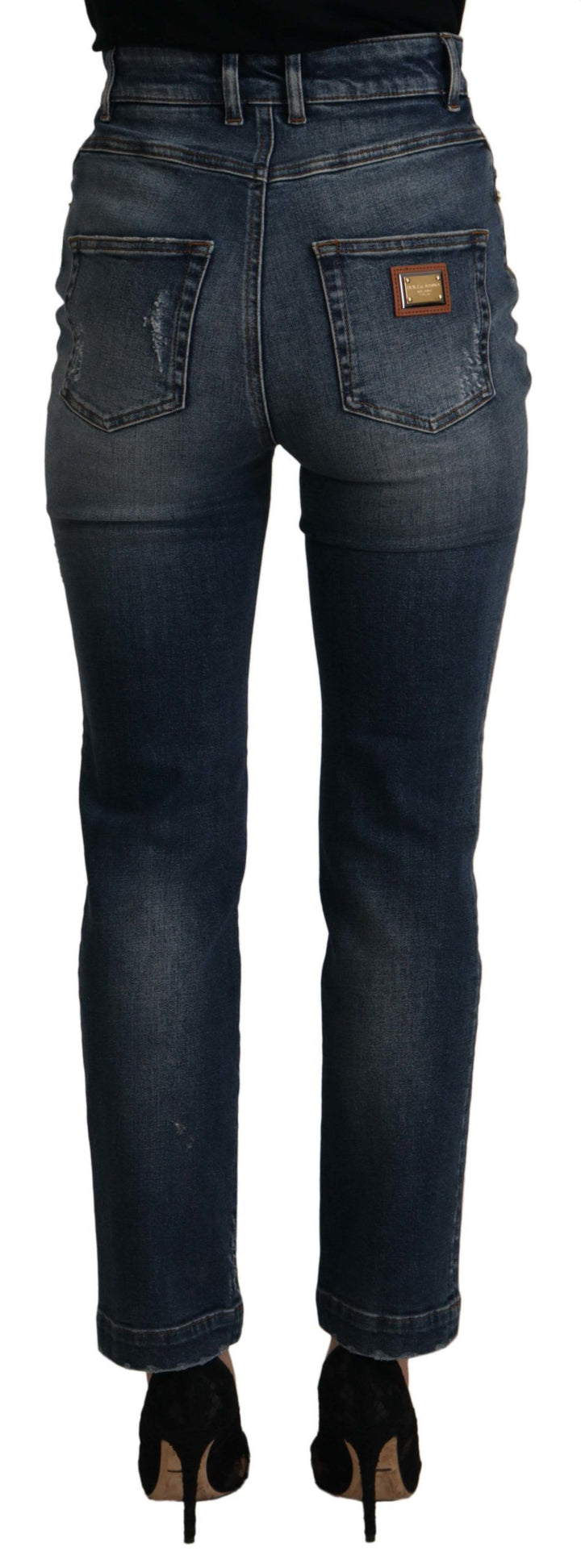 Jean en denim bleu Dolce & Gabbana orné de cristaux