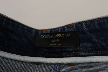 Jean en denim bleu Dolce & Gabbana orné de cristaux