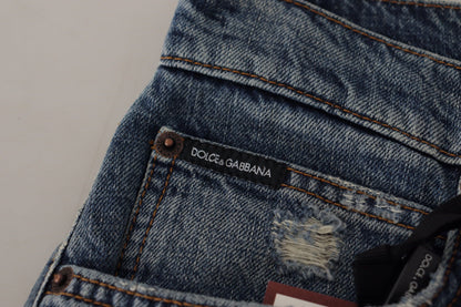 Jeans Dolce & Gabbana de mezclilla azul con logo de corazón barroco