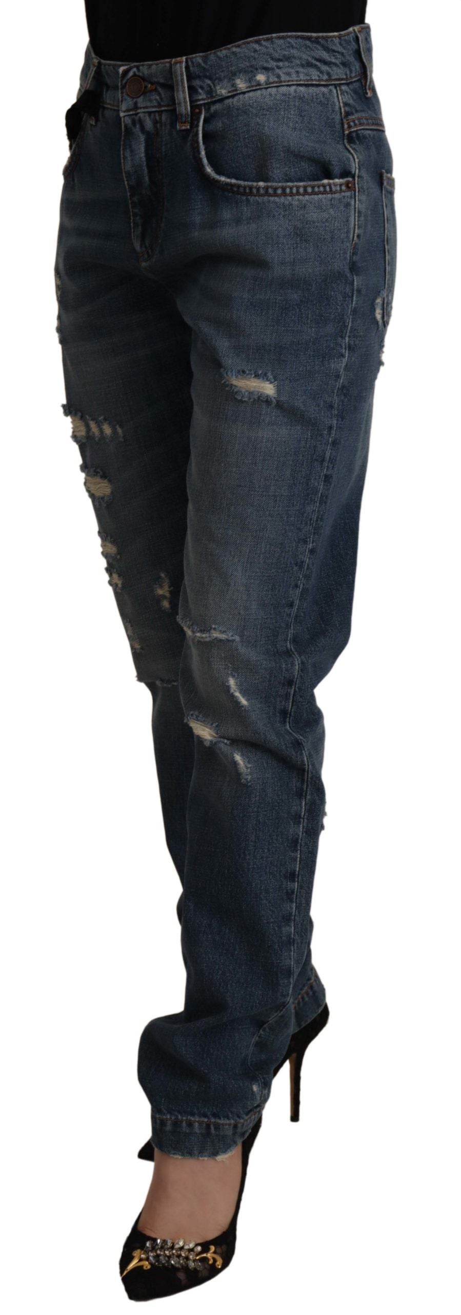Jeans Dolce & Gabbana de mezclilla azul con logo de corazón barroco