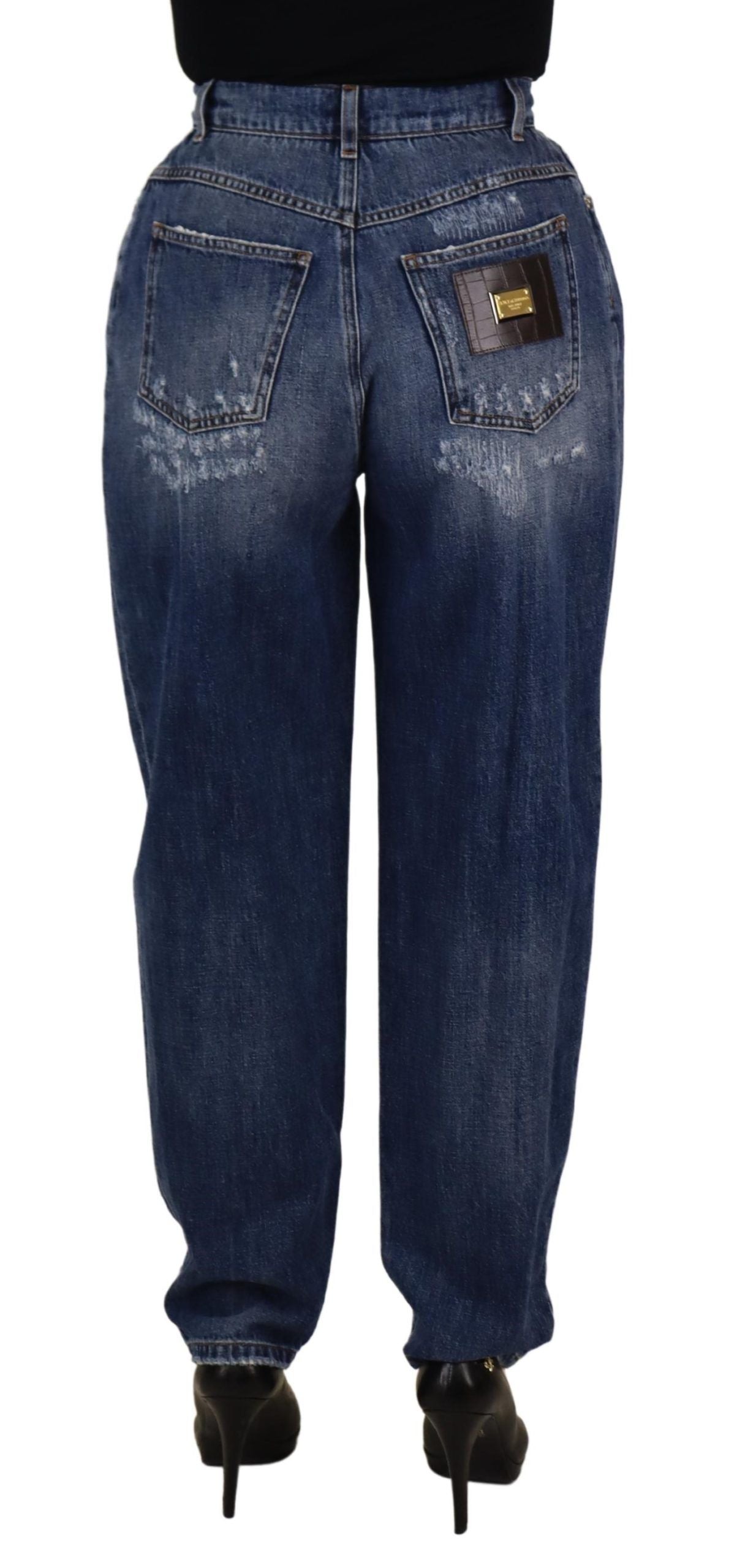 Pantalon large taille haute délavé Dolce & Gabbana bleu