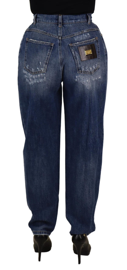 Pantalon large taille haute délavé Dolce & Gabbana bleu