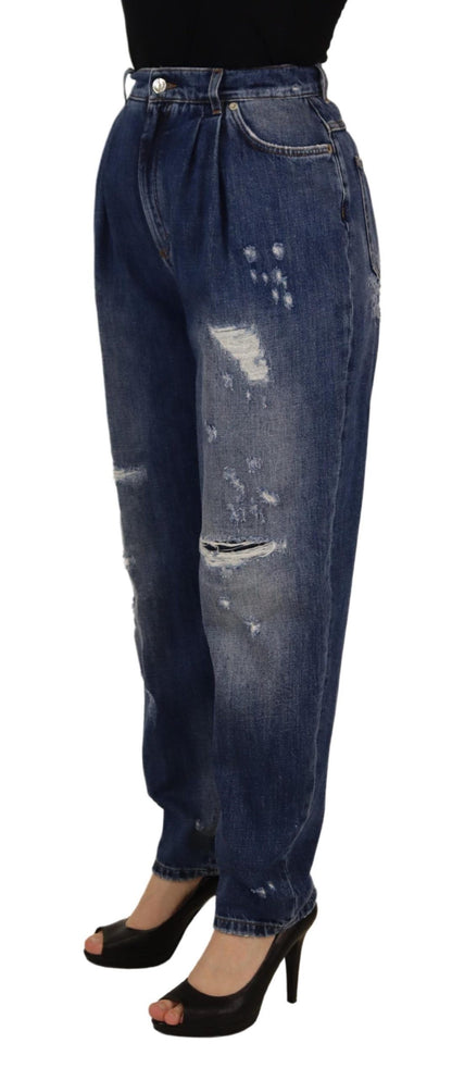 Pantalon large taille haute délavé Dolce & Gabbana bleu