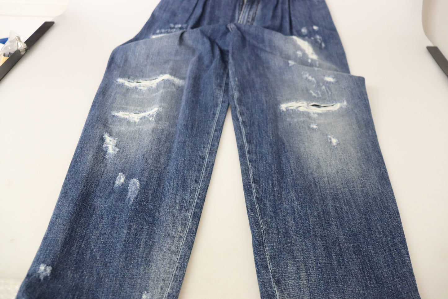 Pantalon large taille haute délavé Dolce & Gabbana bleu