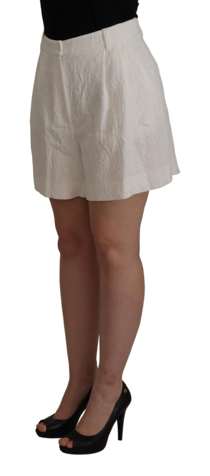 Dolce & Gabbana Pantalones cortos culotte de algodón blancos de talle alto