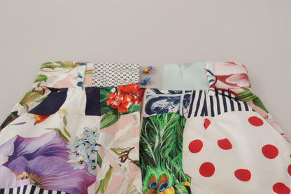 Shorts taille haute en coton à patchwork multicolore Dolce & Gabbana