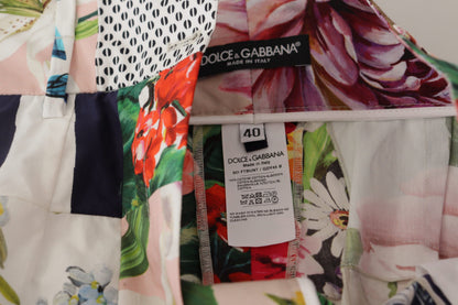 Shorts taille haute en coton à patchwork multicolore Dolce & Gabbana