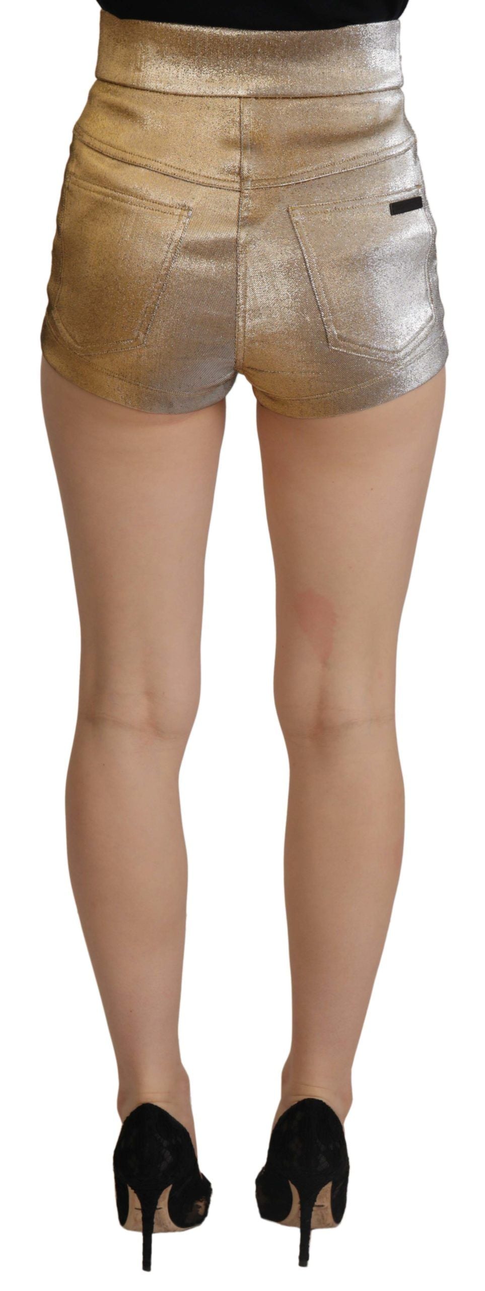 Shorts scintillants en coton mélangé doré Dolce & Gabbana
