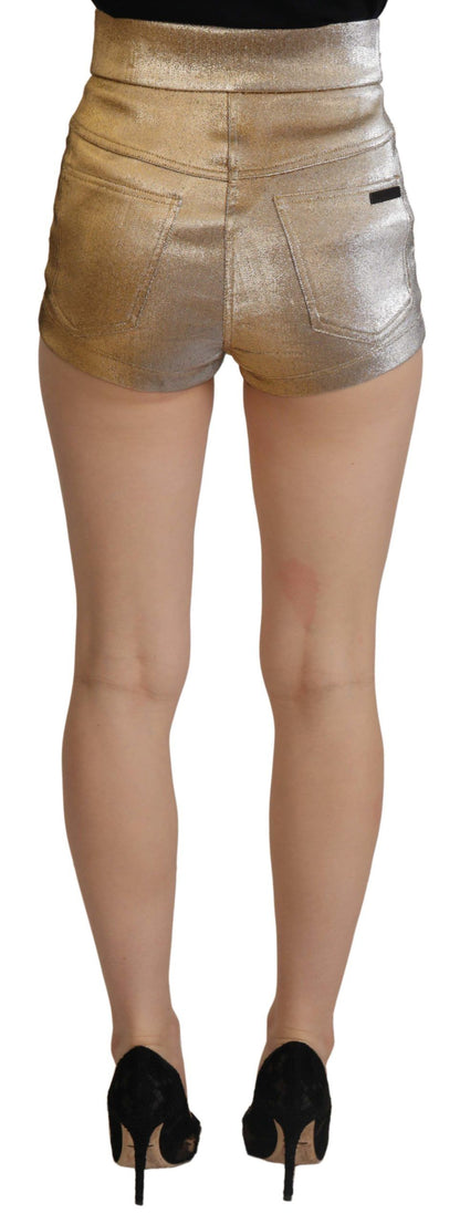 Shorts scintillants en coton mélangé doré Dolce & Gabbana