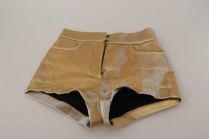 Shorts scintillants en coton mélangé doré Dolce & Gabbana