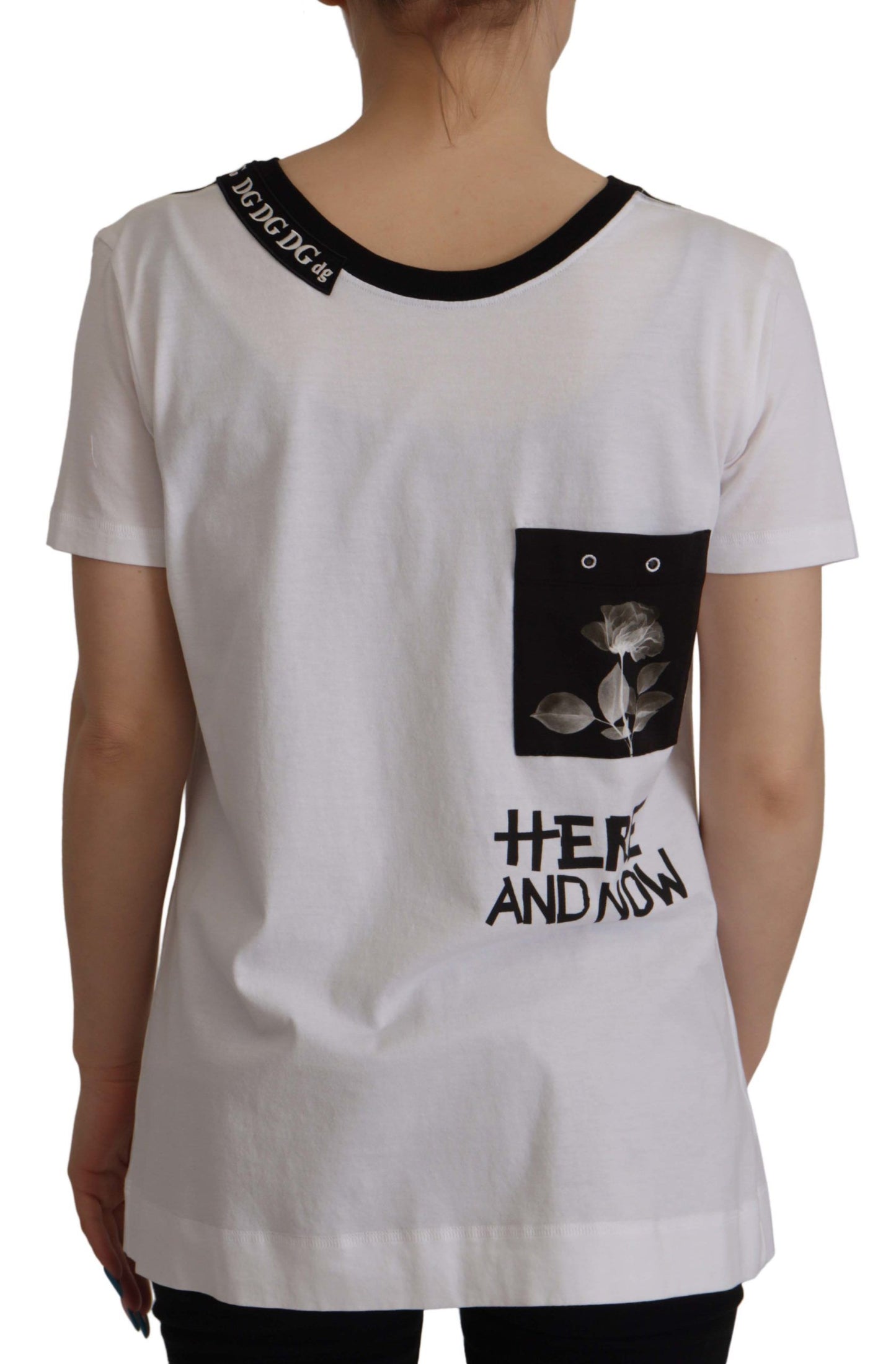 T-shirt en coton à col rond et imprimé slogan blanc Dolce & Gabbana