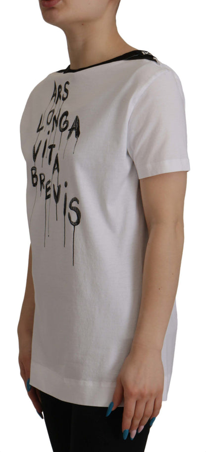 T-shirt en coton à col rond et imprimé slogan blanc Dolce & Gabbana