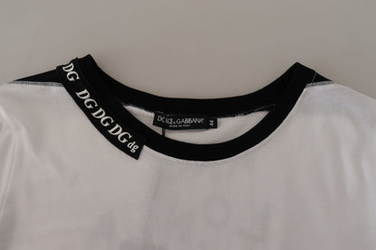 T-shirt en coton à col rond et imprimé slogan blanc Dolce & Gabbana