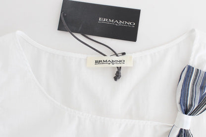 Ermanno Scervino White Blue Top Blouse Tank Shirt Sleeveless