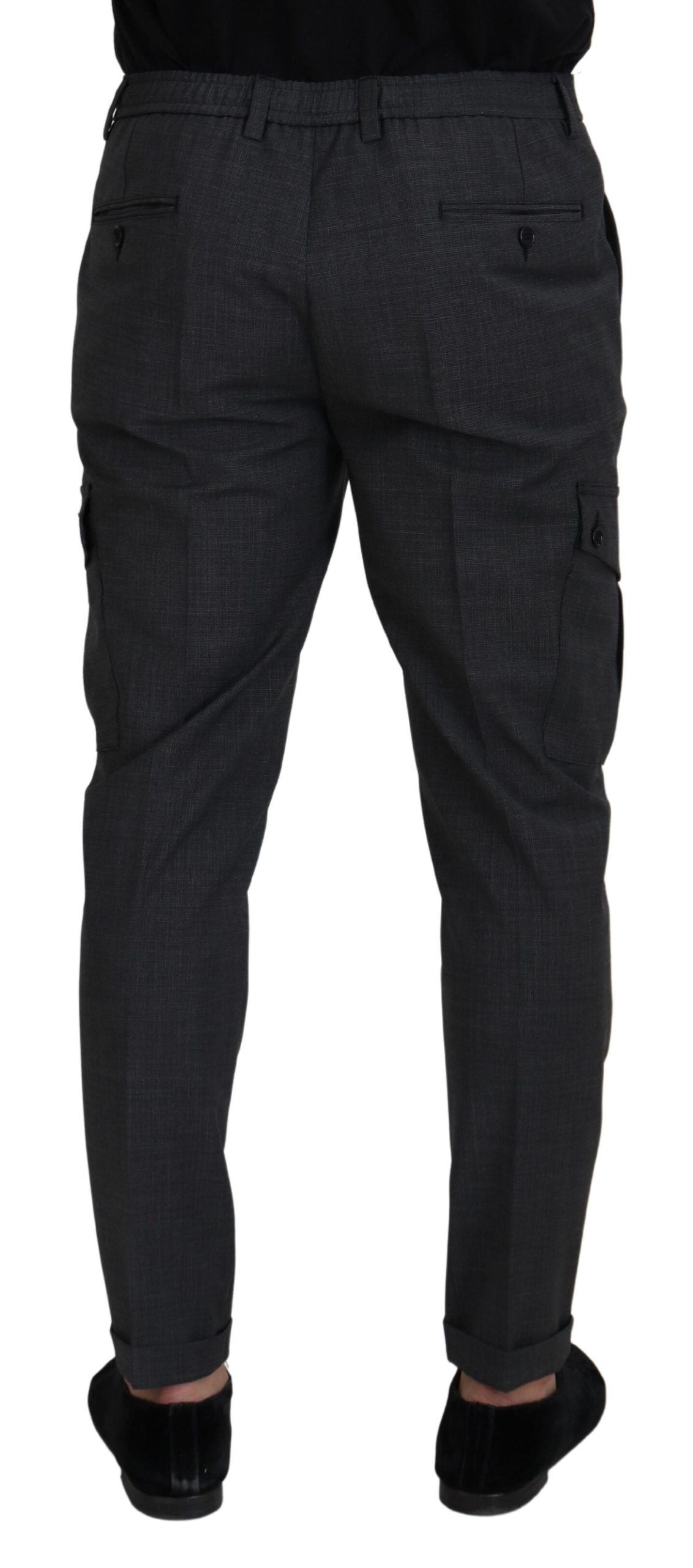 Pantalon cargo Dolce & Gabbana gris à carreaux - Tissu extensible