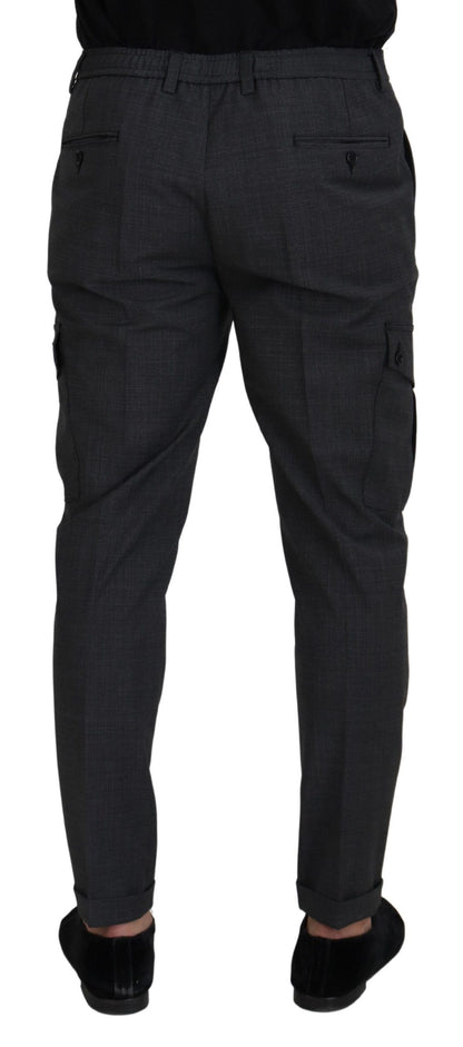 Pantalon cargo Dolce & Gabbana gris à carreaux - Tissu extensible